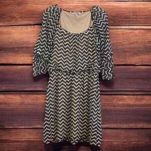 Speechless Navy and White Chevron Mini Dress
